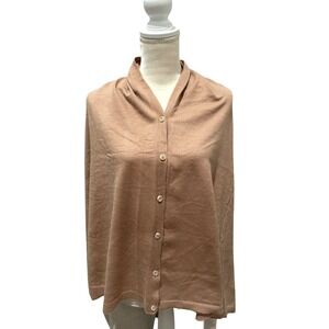 Puli Unisex Tan Brown Button Front Multifunctional Knit Scarf Cardigan Wrap NWT